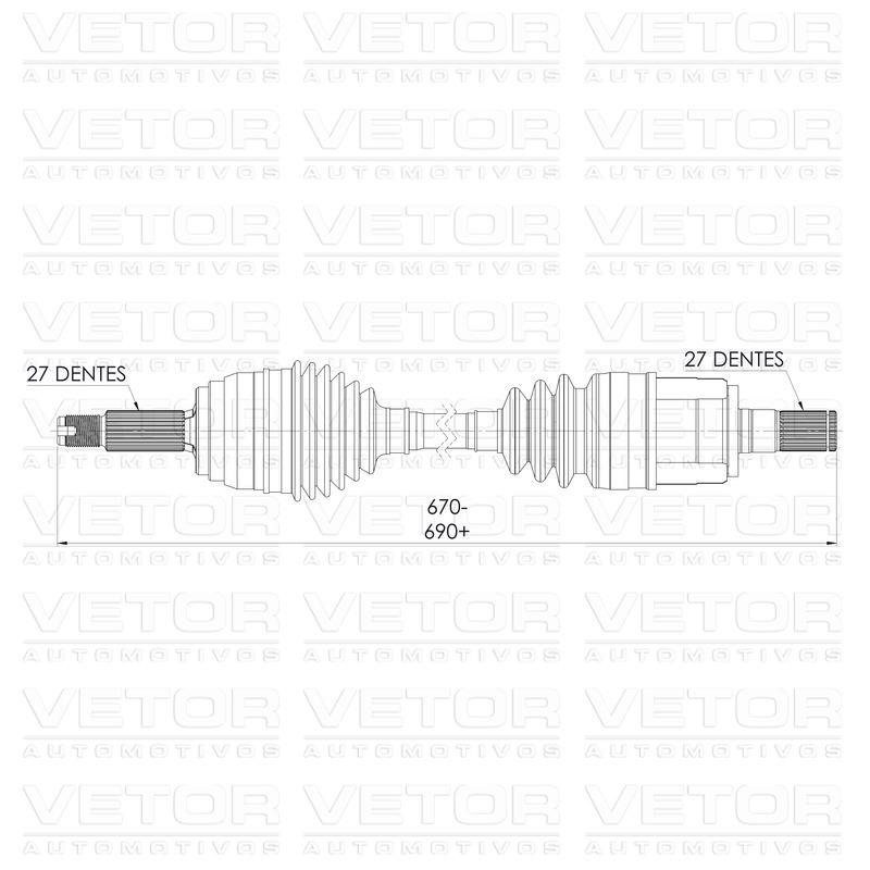 Semieixo Esquerdo para Hyundai Creta e KIA Cerato - Vetor - VT9928