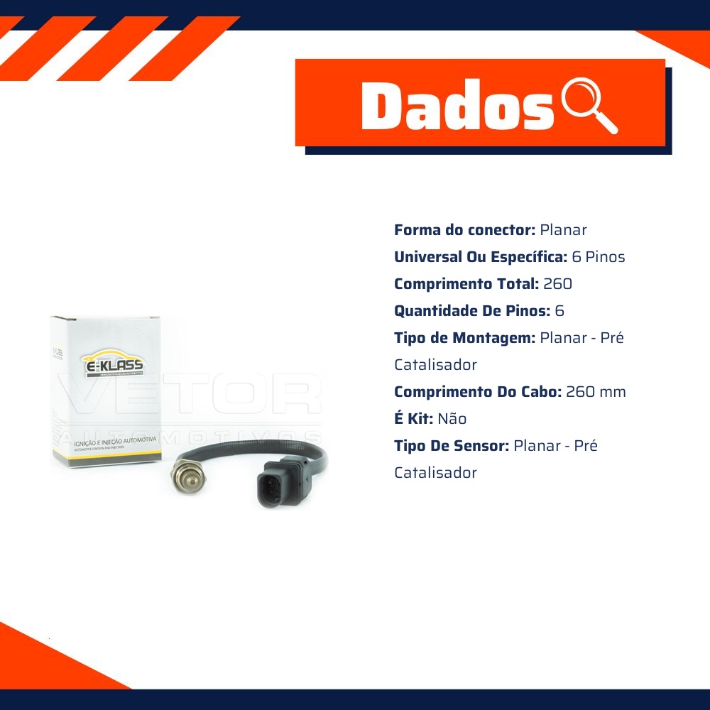 Sonda Lambda Pré Catalizador para Chery Tiggo 7 - E-Klass - ESL076