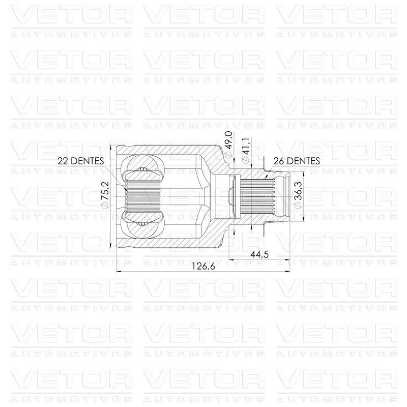 Tulipa Direita para Citroen Aircross e Peugeot 2008 - Vetor - VT5963
