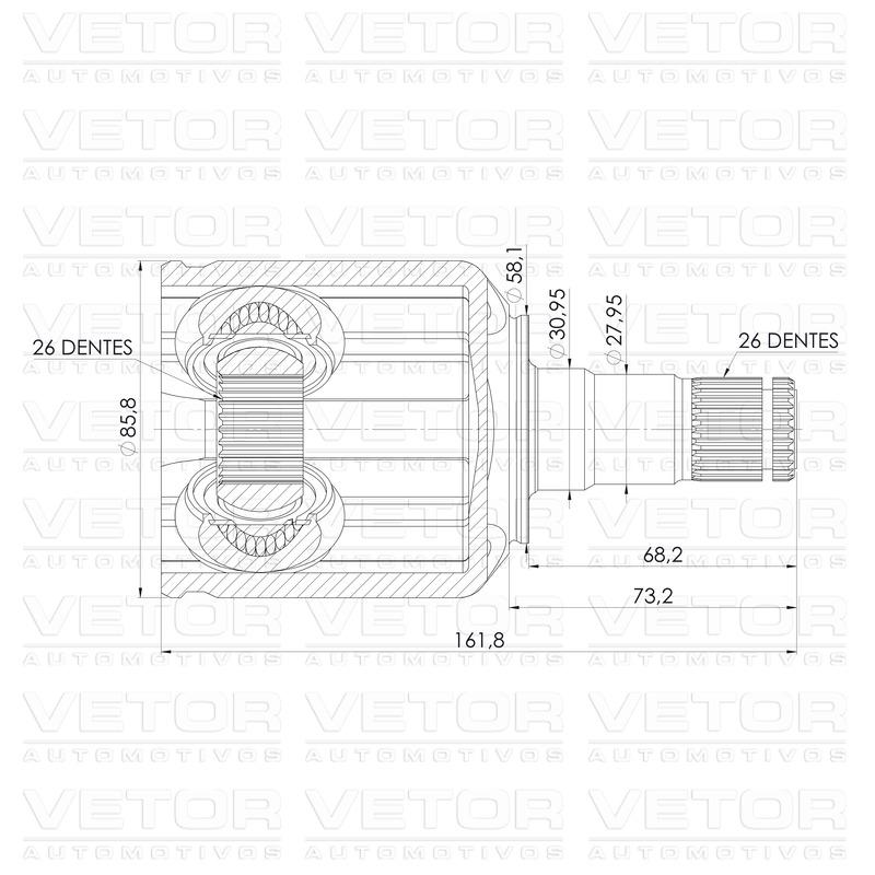Tulipa Esquerda para Fiat Fastback - Vetor - VT5995