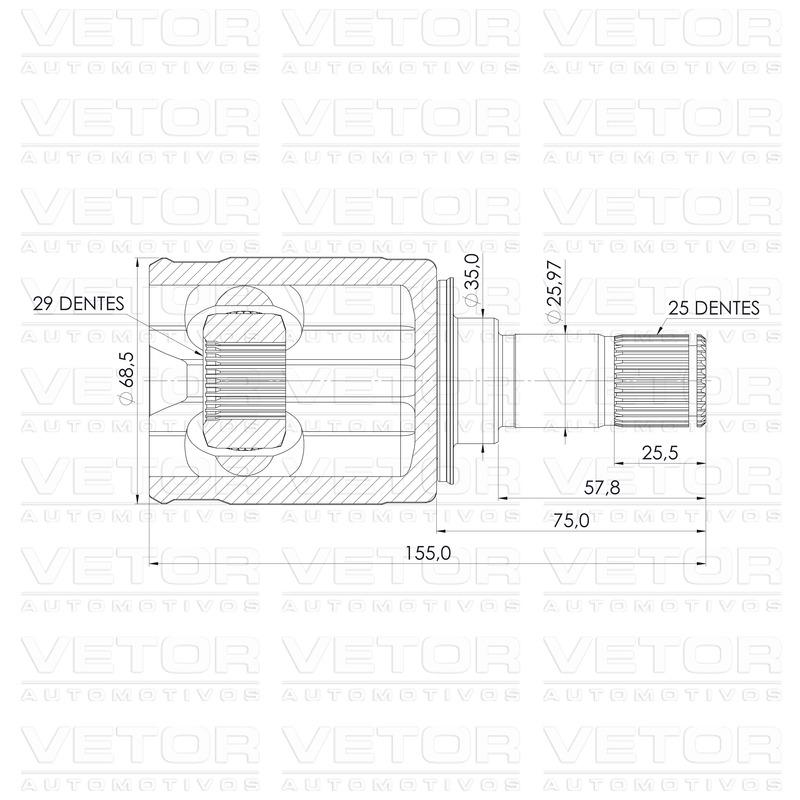 Tulipa Direita para Honda City - Vetor - VT5973