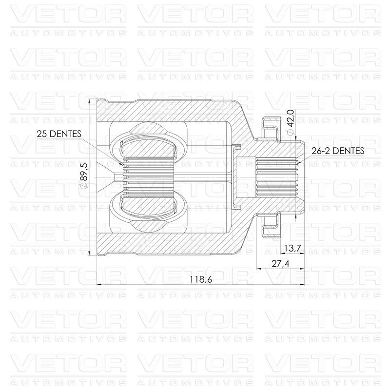Tulipa Direita para Nissan X-Trail - Vetor - VT5966