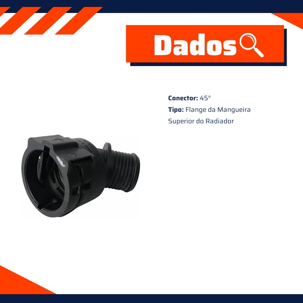 Flange da Mangueira Superior do Radiador (Conector 45°) para BMW X5 e X6 - MG Mangueiras - MG1697