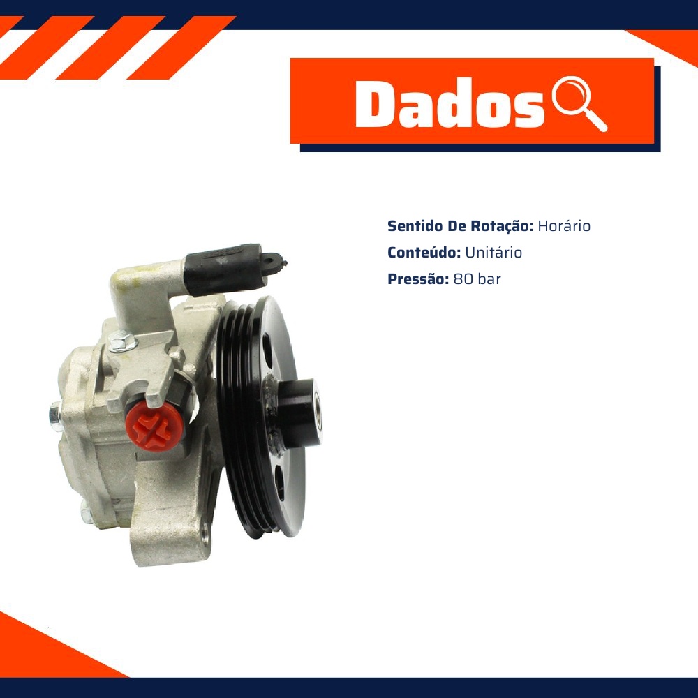 Bomba de Direção Hidráulica 80 Bar para Hyundai Tucson e KIA Sportage - Ampri - 97011