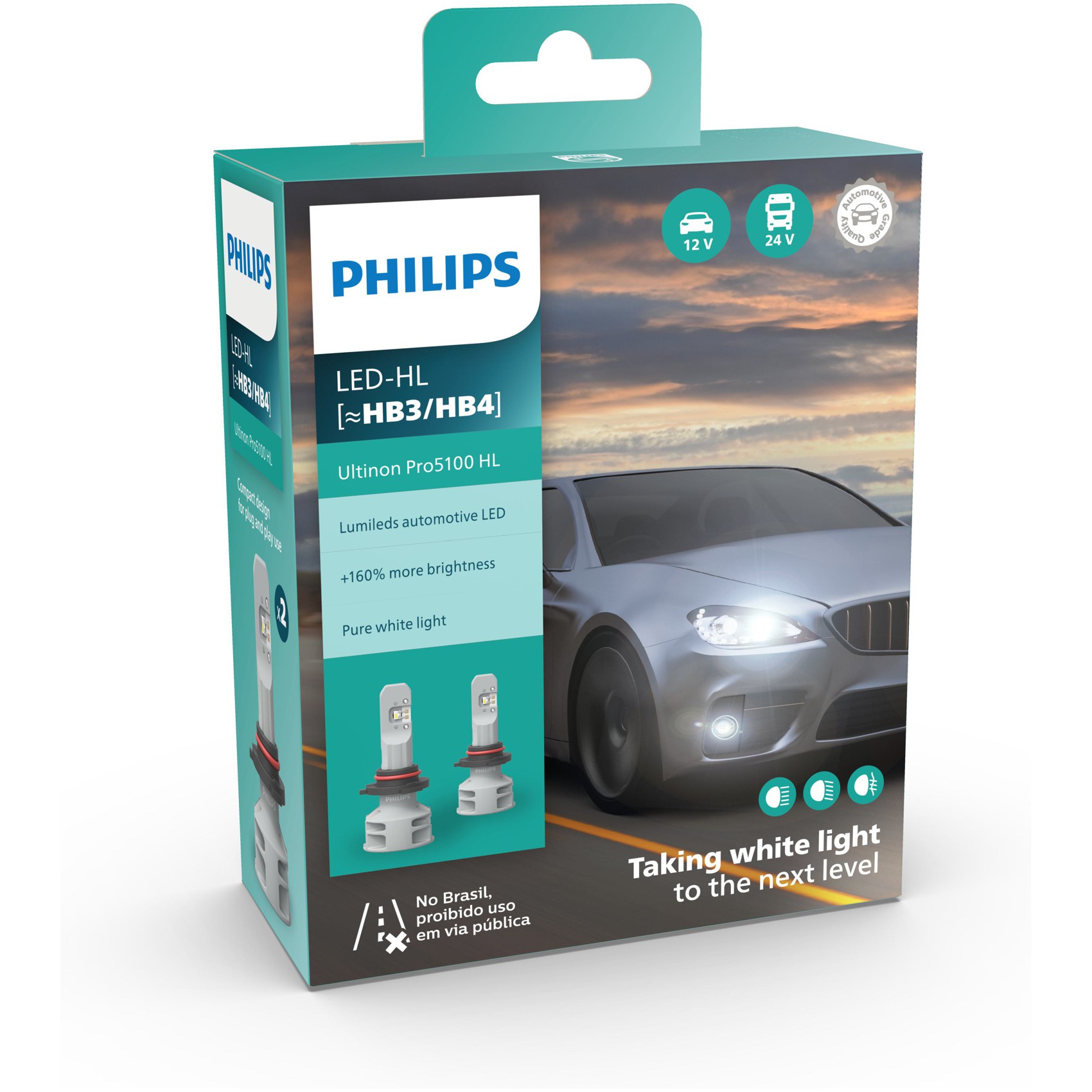 Par Lâmpada LED do Farol HB3/4 12V/24V ULTINON PRO 5100 - Philips - 11005U51X2