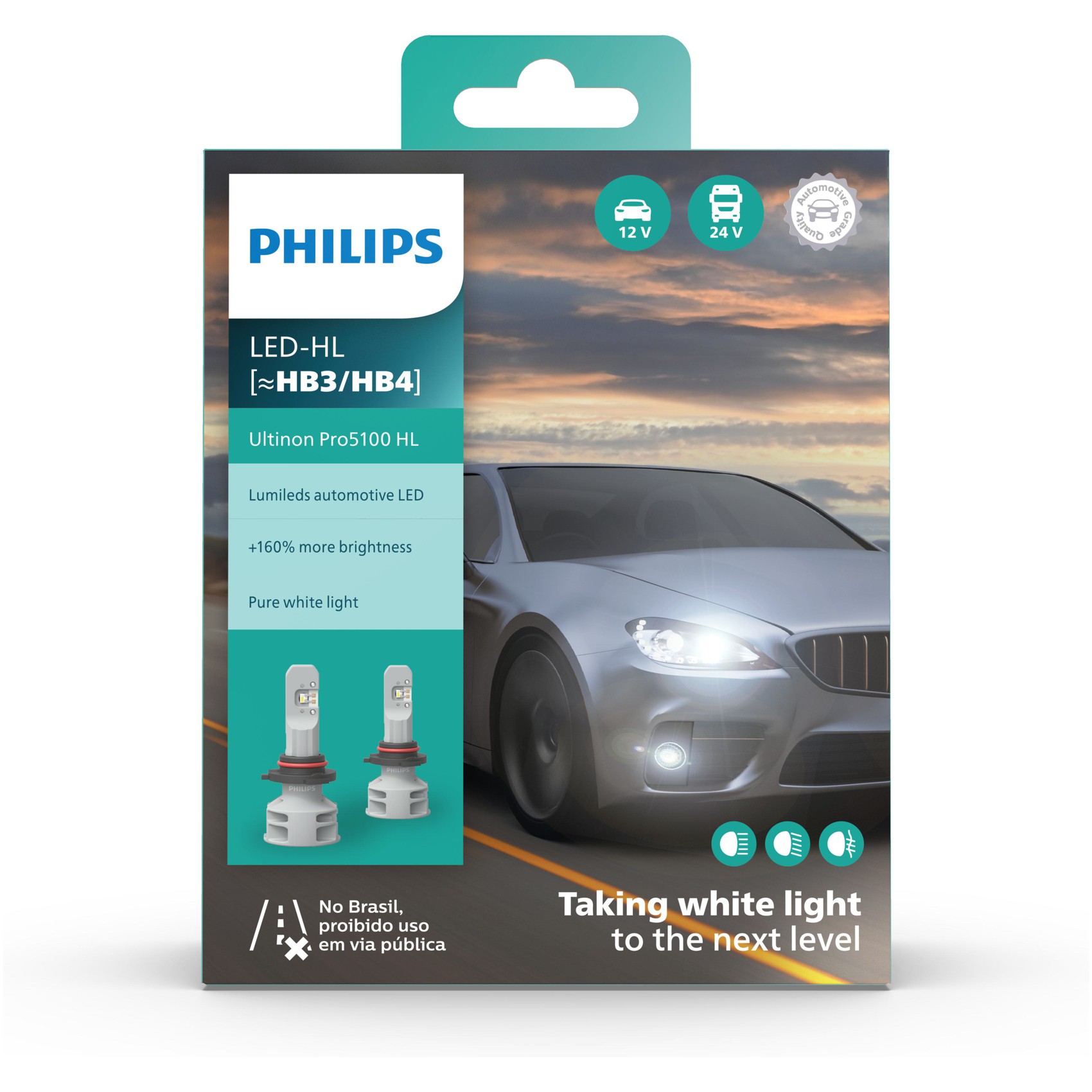 Par Lâmpada LED do Farol HB3/4 12V/24V ULTINON PRO 5100 - Philips - 11005U51X2