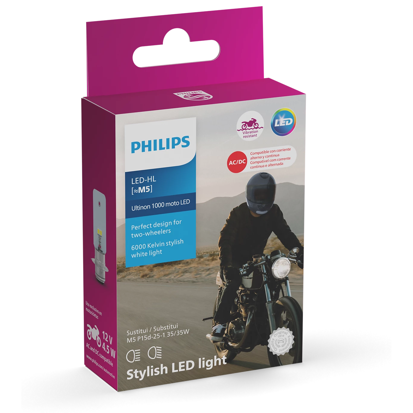 Lâmpada LED do Farol Moto M5 12V ULTINON 1000 - Philips - 11163U1MX1