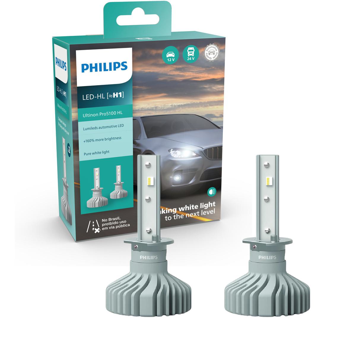 Par Lâmpada LED do Farol H1 12V/24V ULTINON PRO 5100 - Philips - 11258U51X2