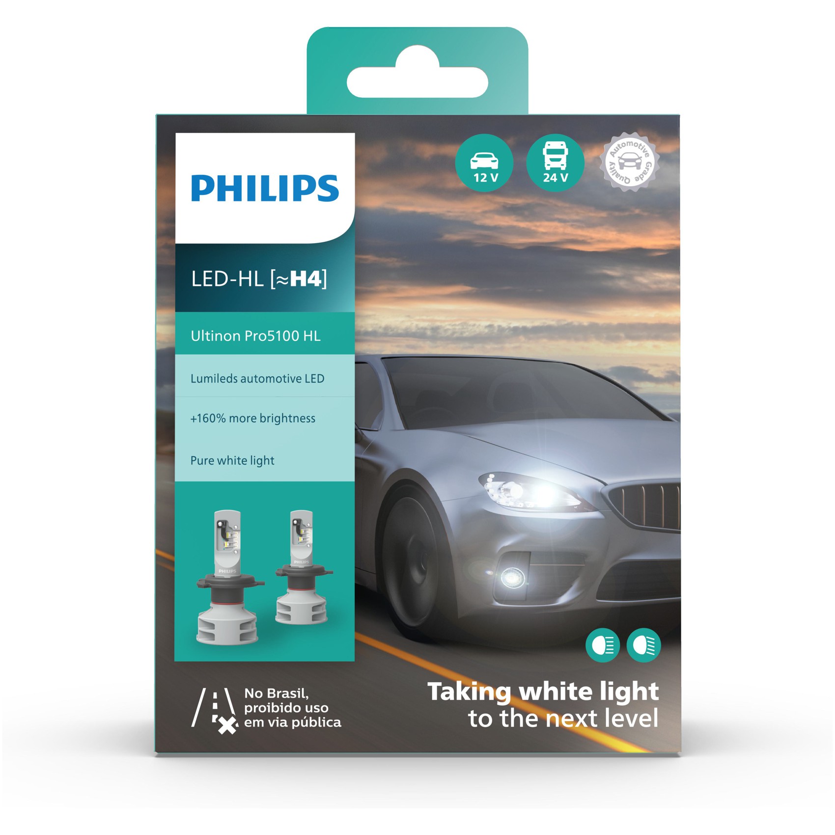 Par Lâmpada LED do Farol H4 12V/24V ULTINON PRO 5100 - Philips - 11342U51X2