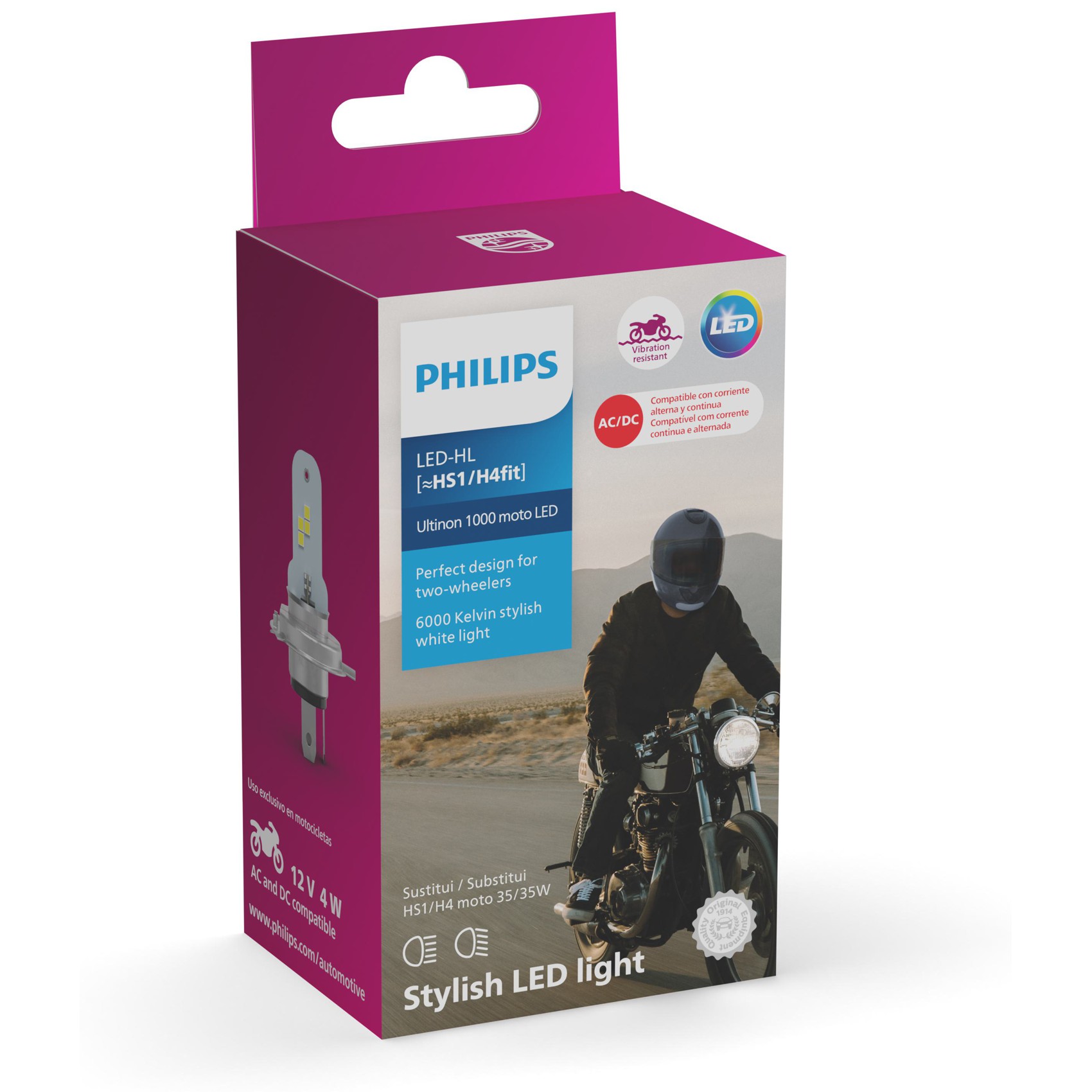 Lâmpada LED do Farol Moto M4fit/HS1 12V ULTINON 1000 - Philips - 11458U1MX1