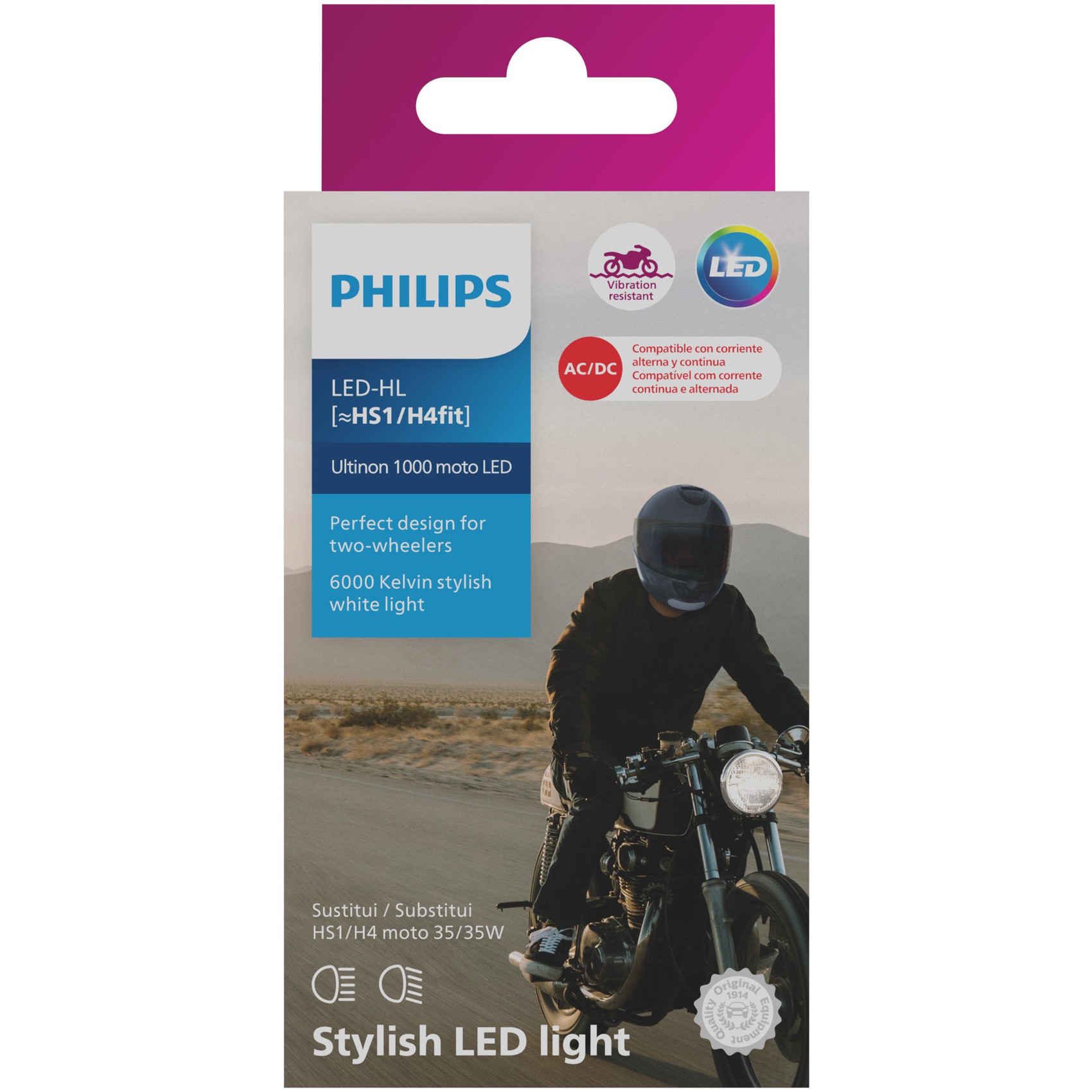 Lâmpada LED do Farol Moto M4fit/HS1 12V ULTINON 1000 - Philips - 11458U1MX1