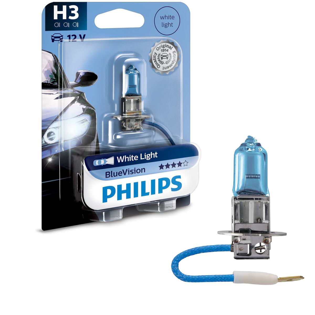 Lâmpada do Farol H3 12V BLUE VISION 3700K - Philips - 12336BVB1