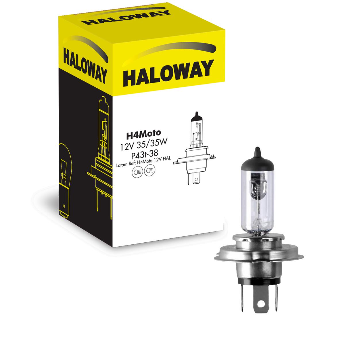 Lâmpada do Farol Moto H4 35/35W 12V - Haloway - H4Moto 12V HAL