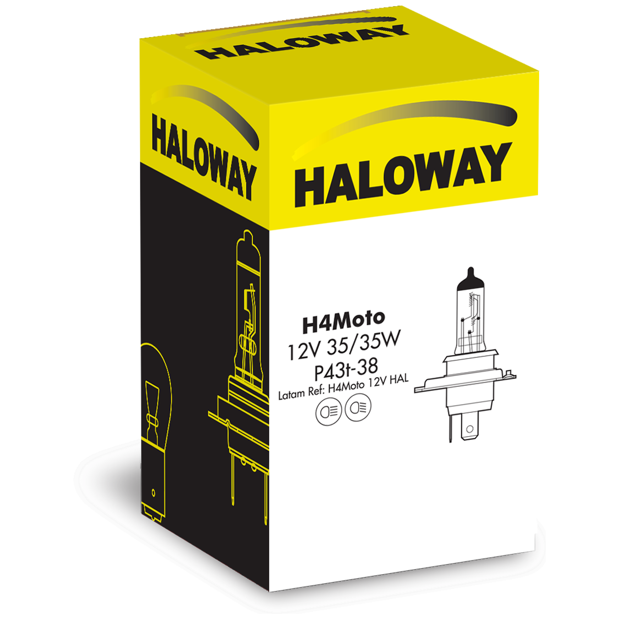 Lâmpada do Farol Moto H4 35/35W 12V - Haloway - H4Moto 12V HAL
