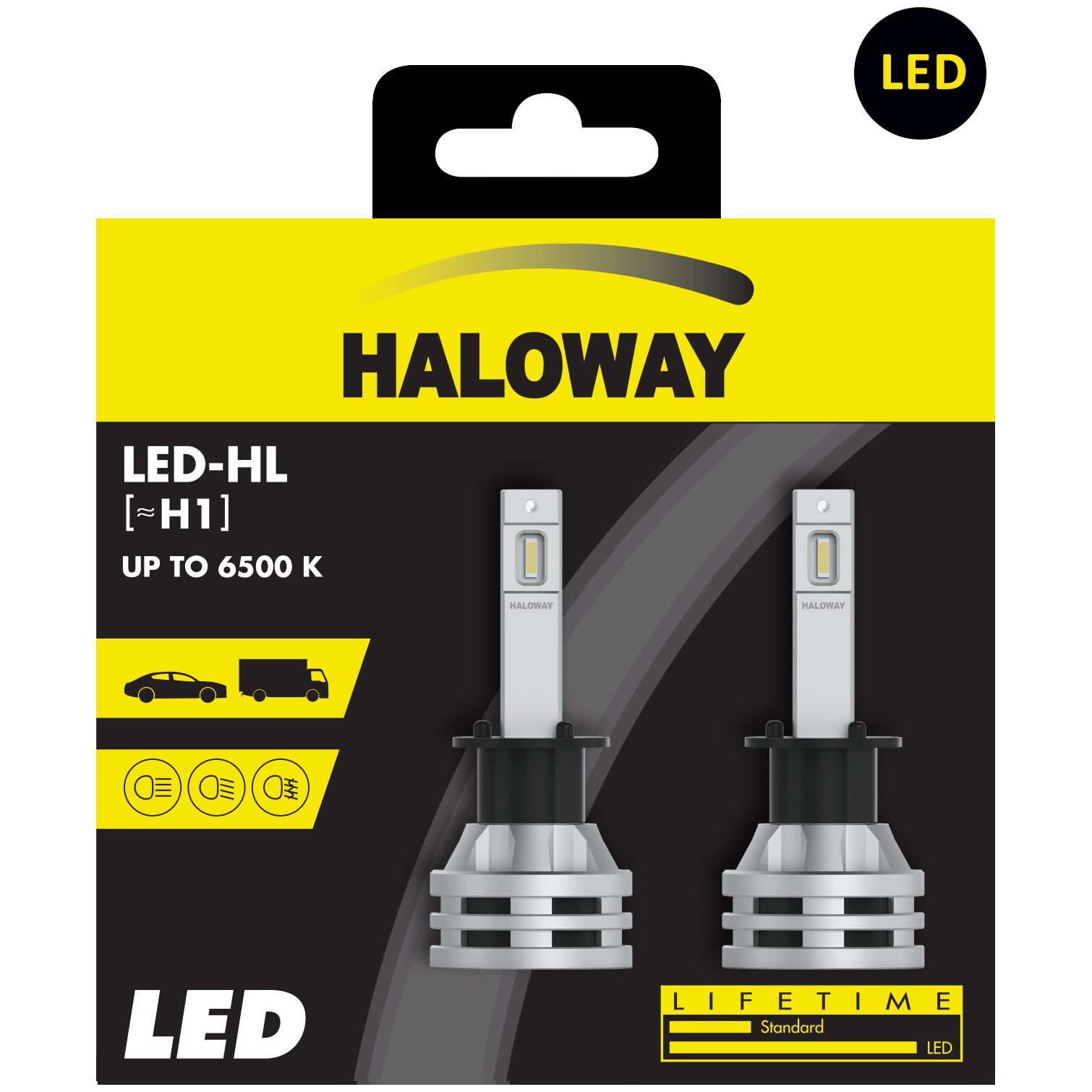 Par Lâmpada LED do Farol H1 12V/24V 6500K - Haloway - LED H1 HAL