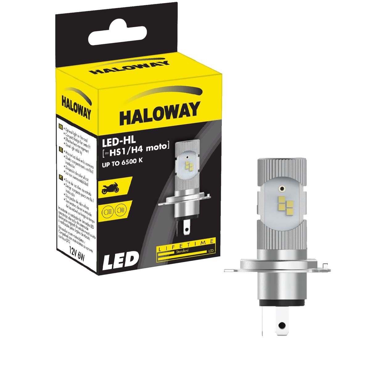 Lâmpada LED do Farol Moto H4 35/35W 12V 6500K - Haloway - LED H4moto HAL