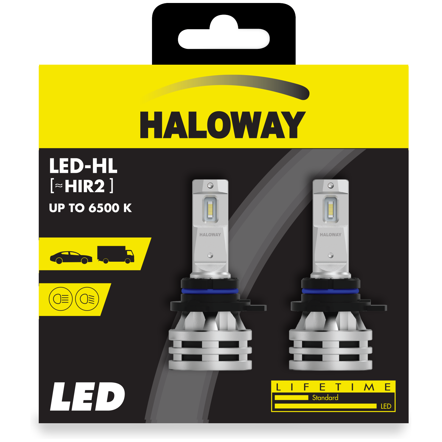 Par Lâmpada LED do Farol HIR2 12V 6500K - Haloway - LED HIR2 HAL