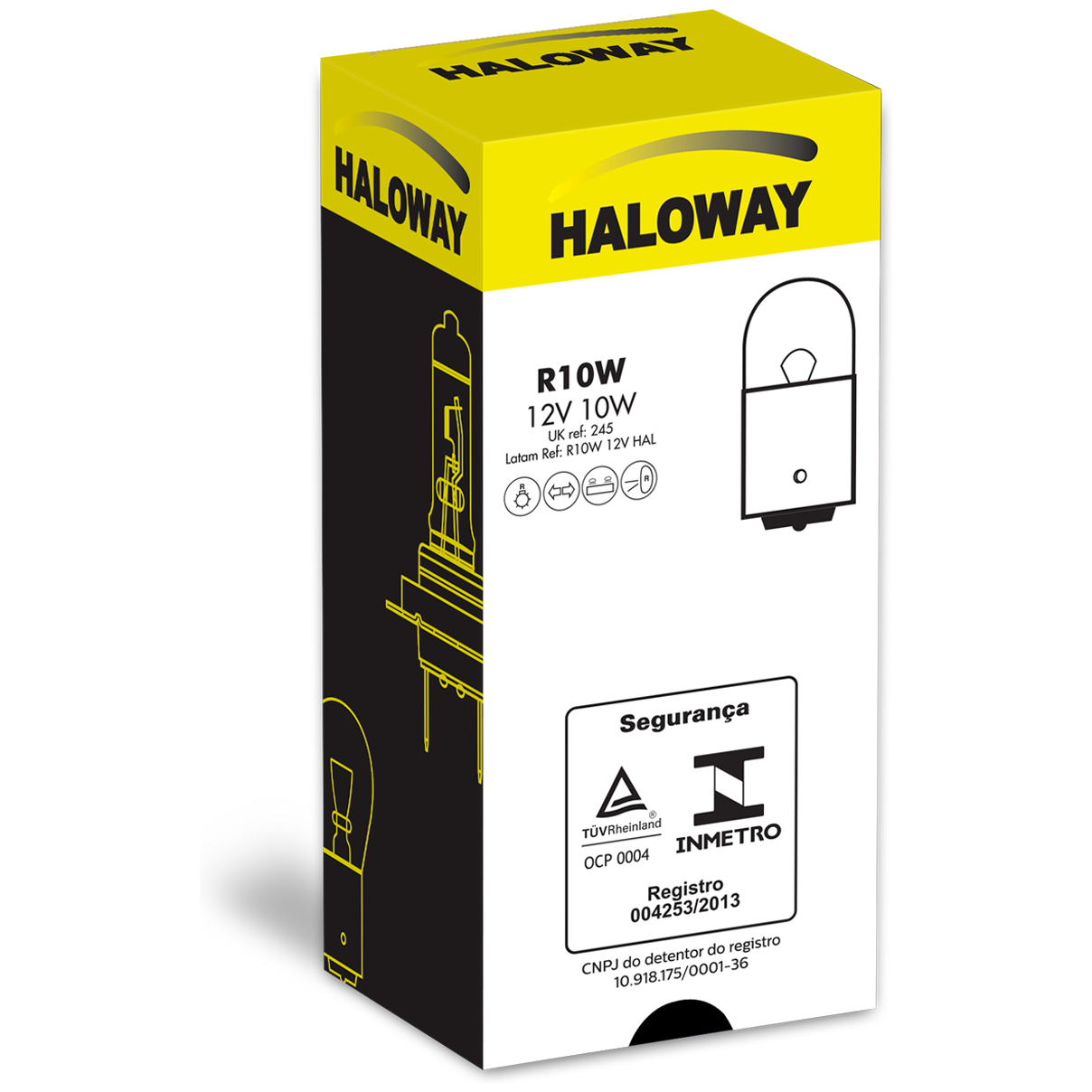 Lâmpada Freio/Lanterna R10W 12V 10W - Haloway - R10W 12V HAL