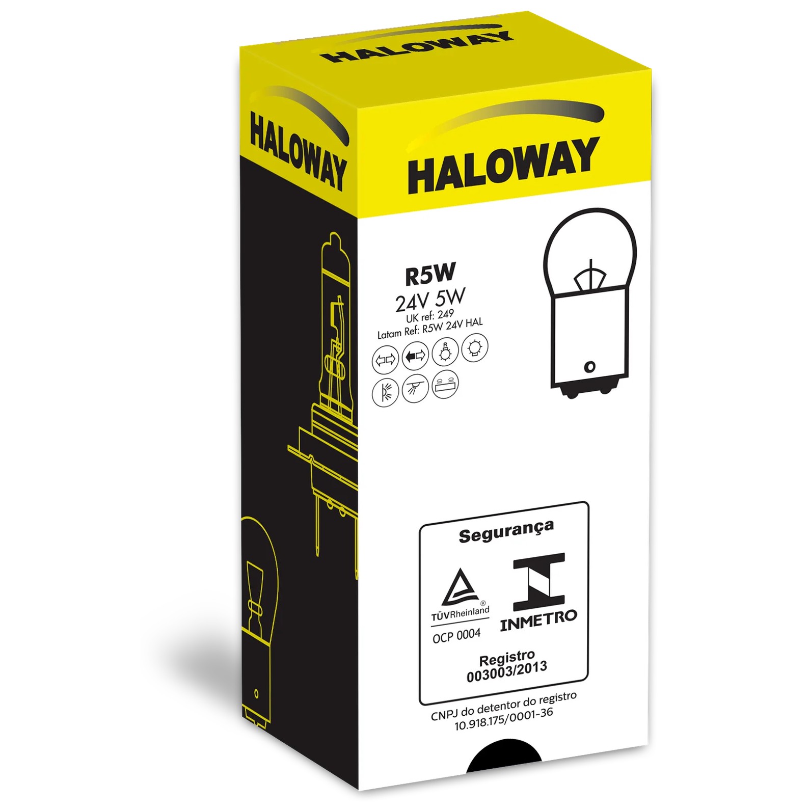 10 Lâmpadas Freio/Lanterna R5W 24V 67 5W - Haloway - R5W 24V HAL