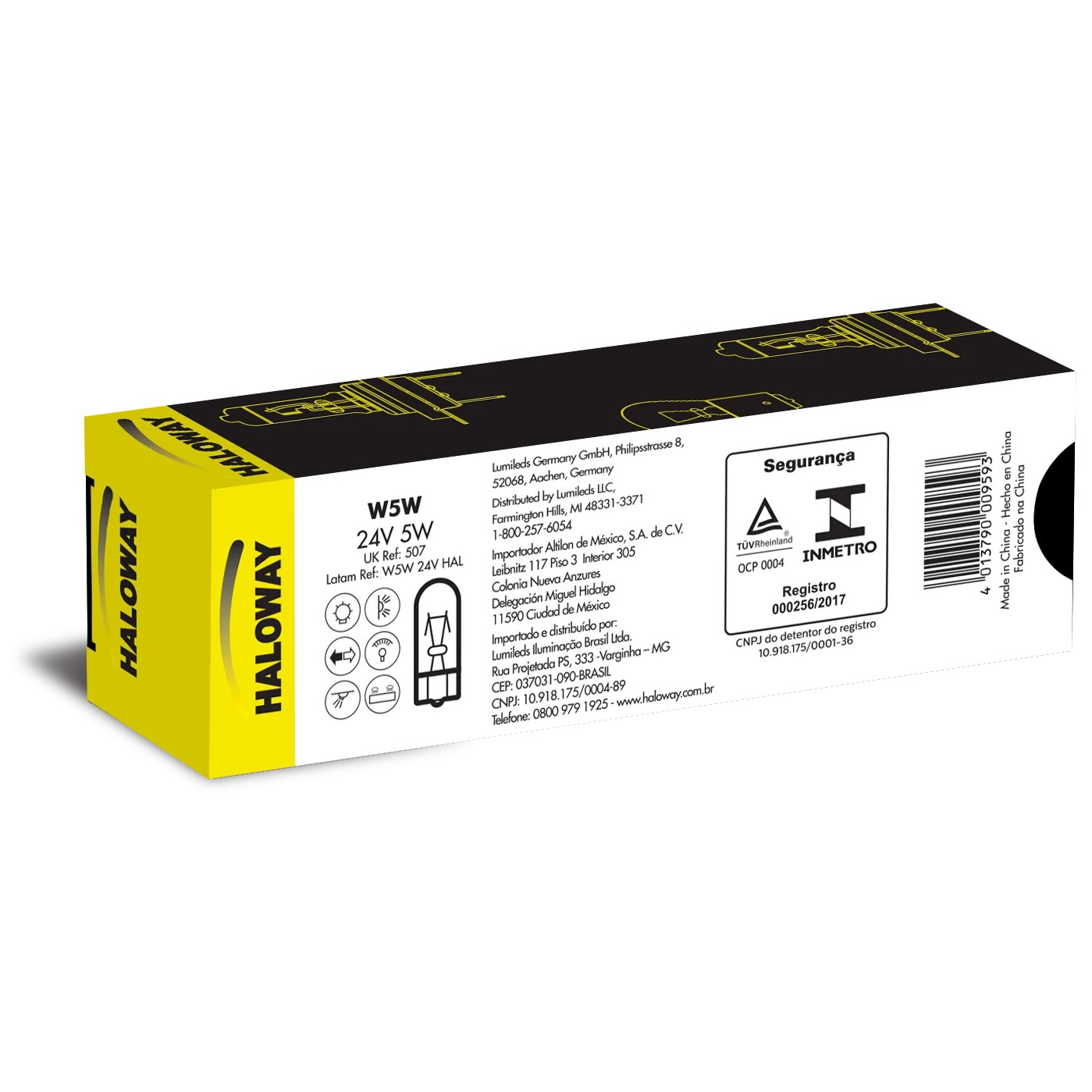 10 Lâmpadas Freio/Lanterna W5W 24V Pingão - Haloway - W5W 24V HAL