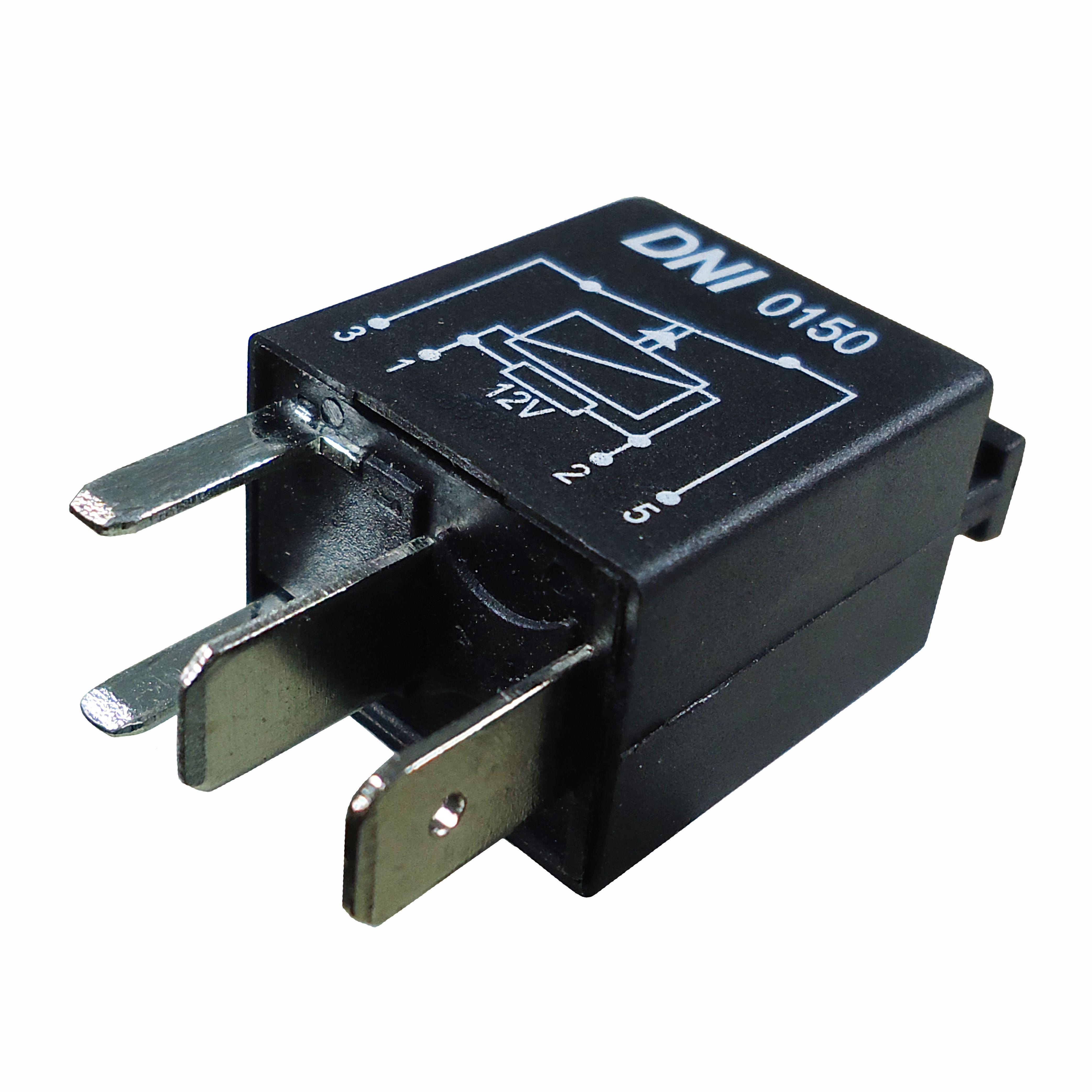 Mini Relé Auxiliar NF com Resistor 12V 30A 4 Terminais - DNI - 0150