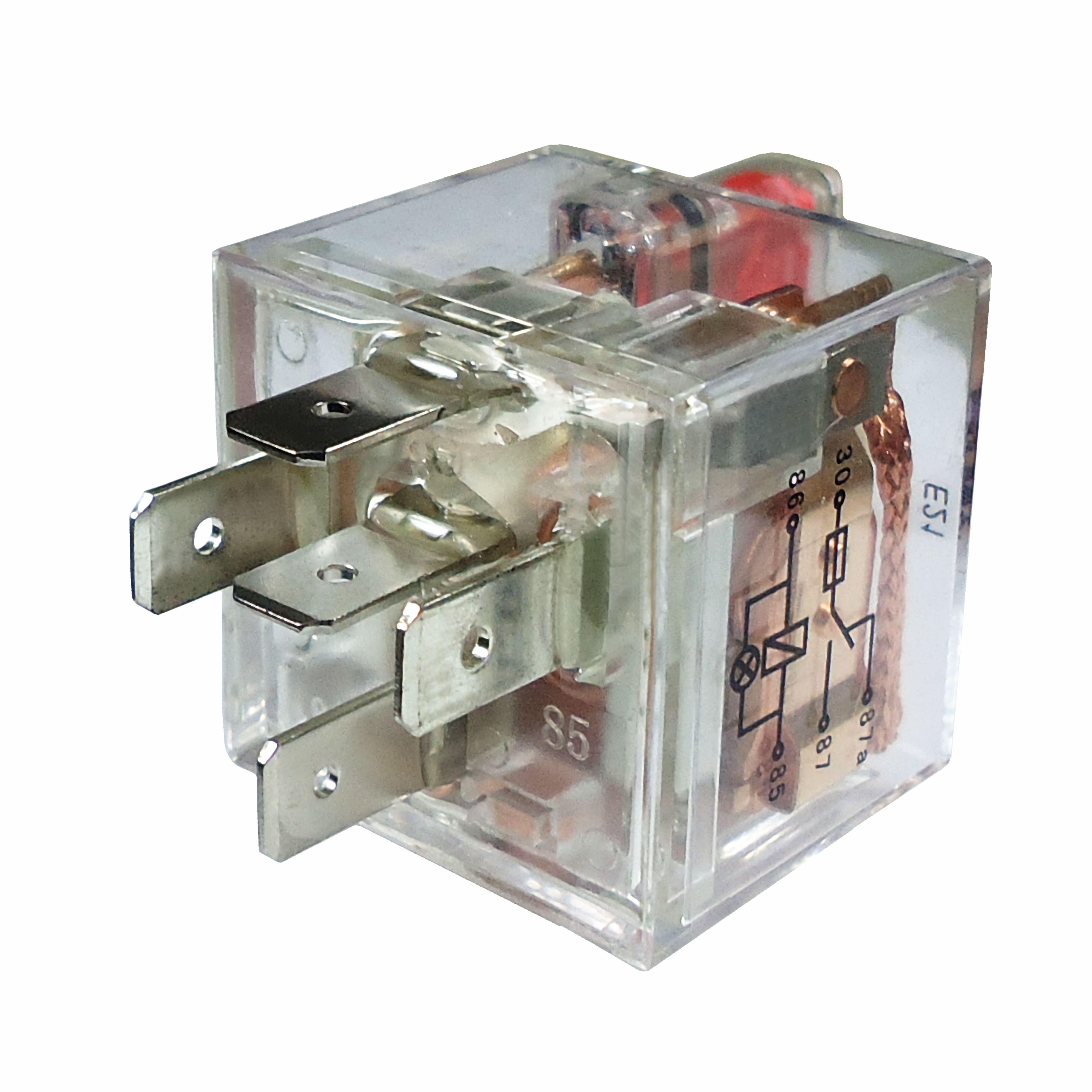 Relé Auxiliar Reversor Acrílico com LED 40/30A 24V 5 Terminais - DNI - 8252