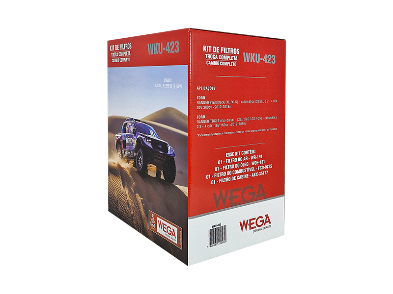 Kit Troca Completa Filtro de Ar, Combustível, Óleo e Cabine para Ford Ranger - Wega - WKU-423