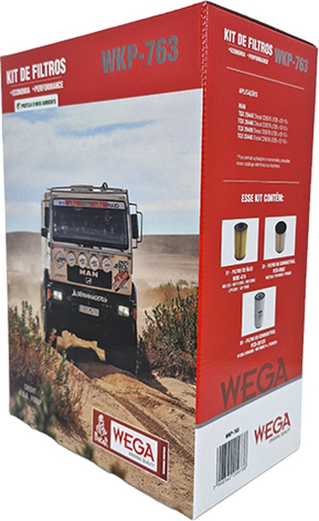 Kit Filtro Óleo 2 Comb MAN TGX 28.440 29.440 29.480 33.440 D2676 LF28 12/17 - Wega - WKP-763