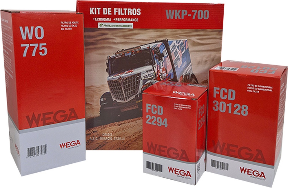 Kit Troca Completa Filtro de Óleo, 2X Combustível e Separador de Água para Scania R 124 GA - Wega - WKP-700