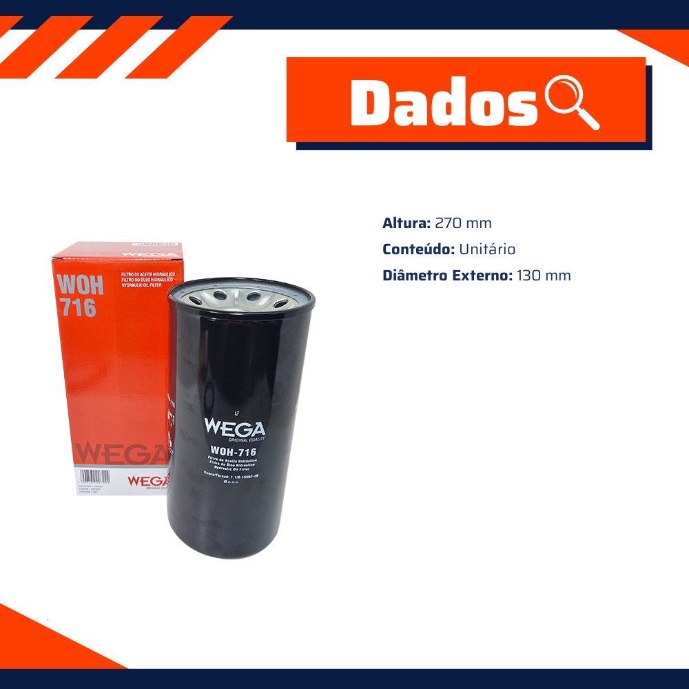 Filtro de Óleo Hidráulico - Wega - WOH-716