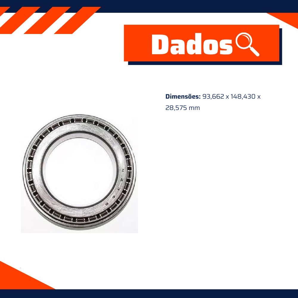 Rolamento 93,662 x 148,430 x 28,575 mm - Cobra Automotiva - 42368/42584 C