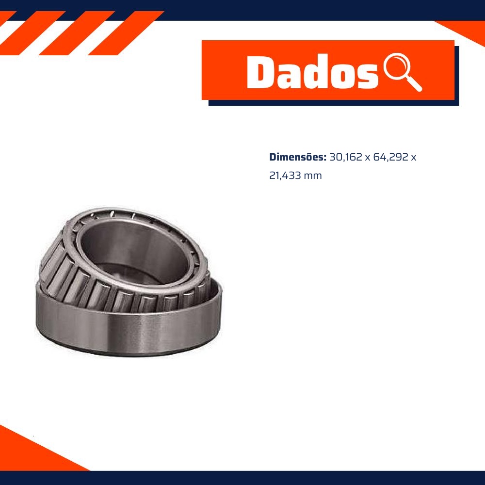 Rolamento 30,162 x 64,292 x 21,433 mm - Cobra Automotiva - M86649/M86610 C
