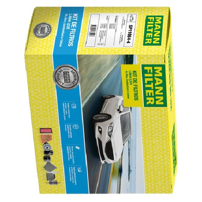 Kit de Filtros Ar Cabine Combustível Óleo para Volkswagen Polo e Virtus - Mann-Filter - SP11064-4