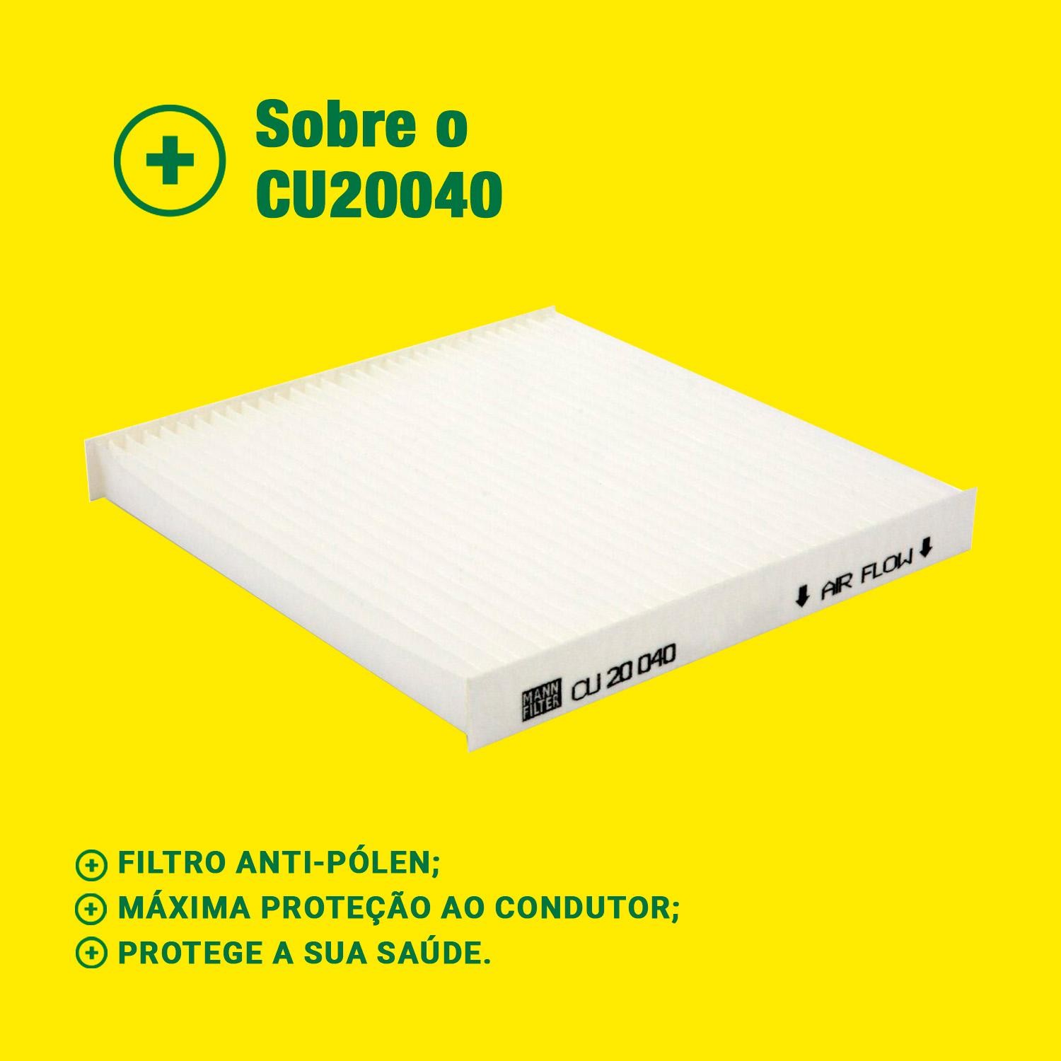 Filtro de Ar da Cabine para Renault Kwid - Mann-Filter - CU20040