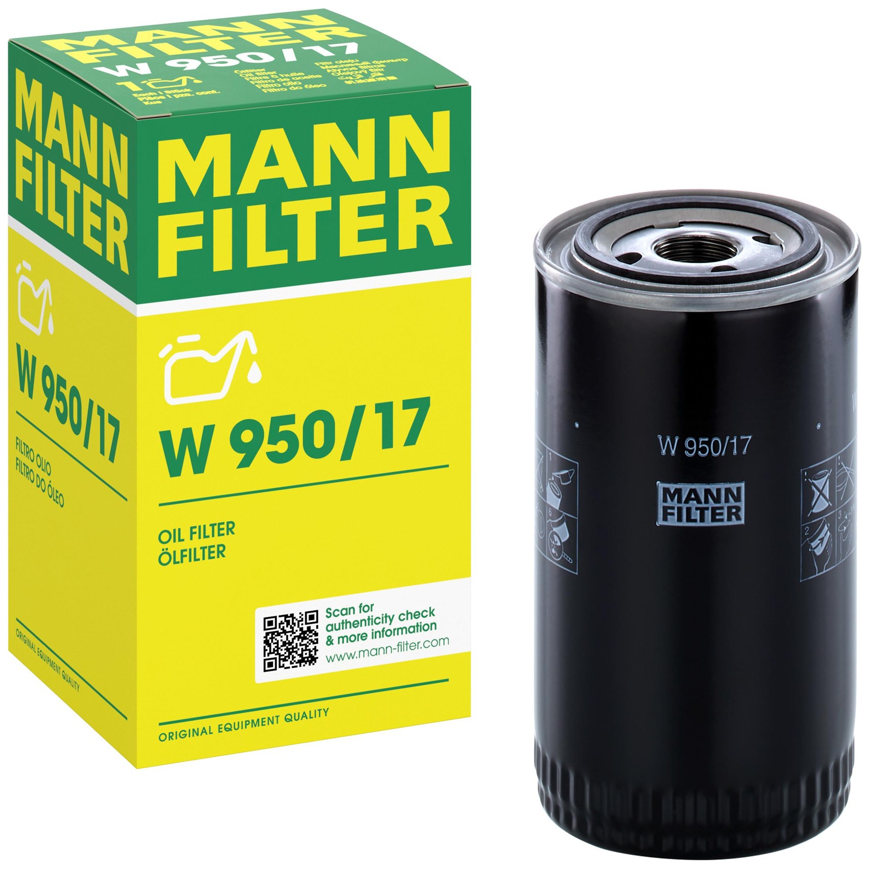 Filtro Blindado de Óleo Lubrificante - Mann-Filter - W950/17