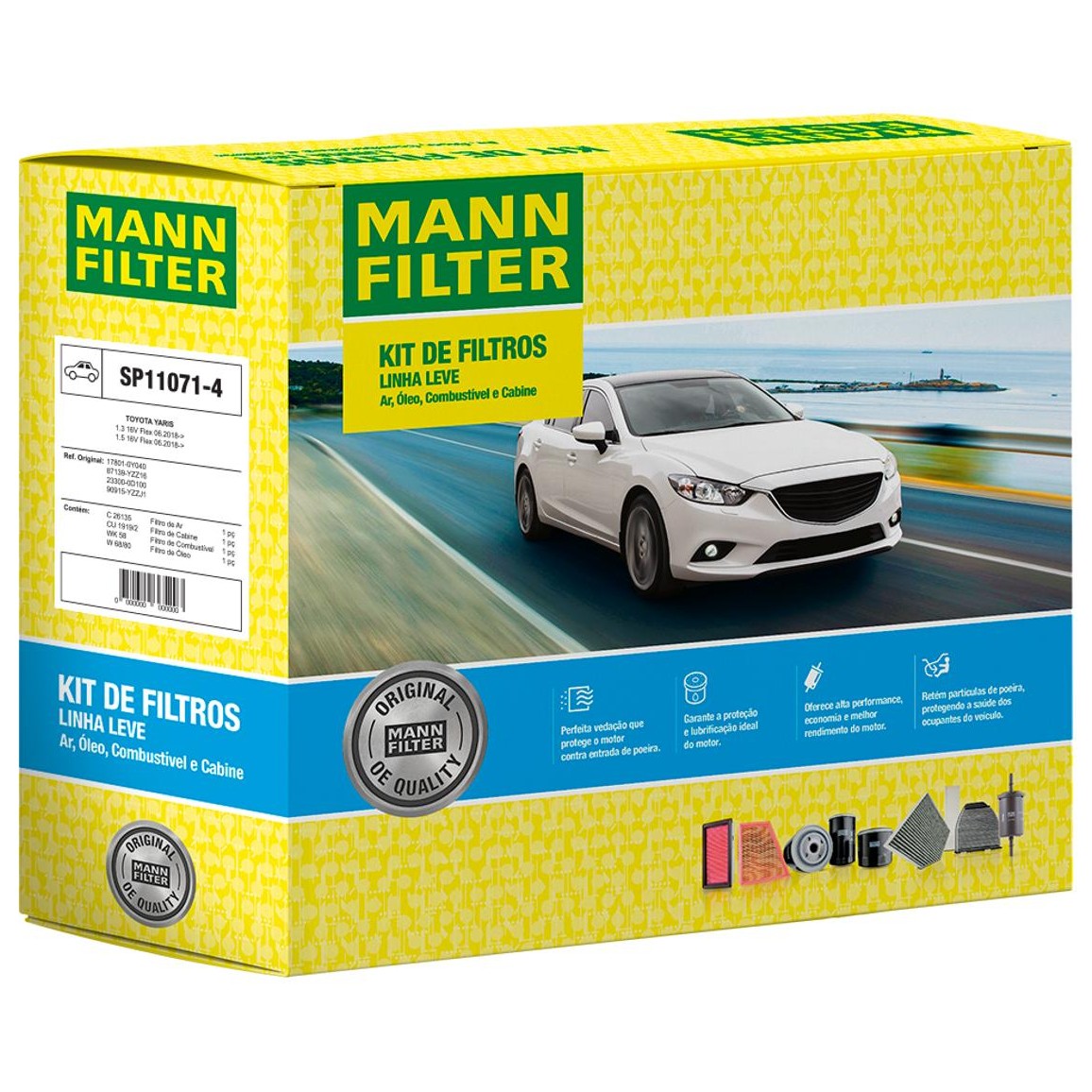 Kit de Filtros Ar Cabine Combustível Óleo para Toyota YARIS - Mann-Filter - SP11071-4