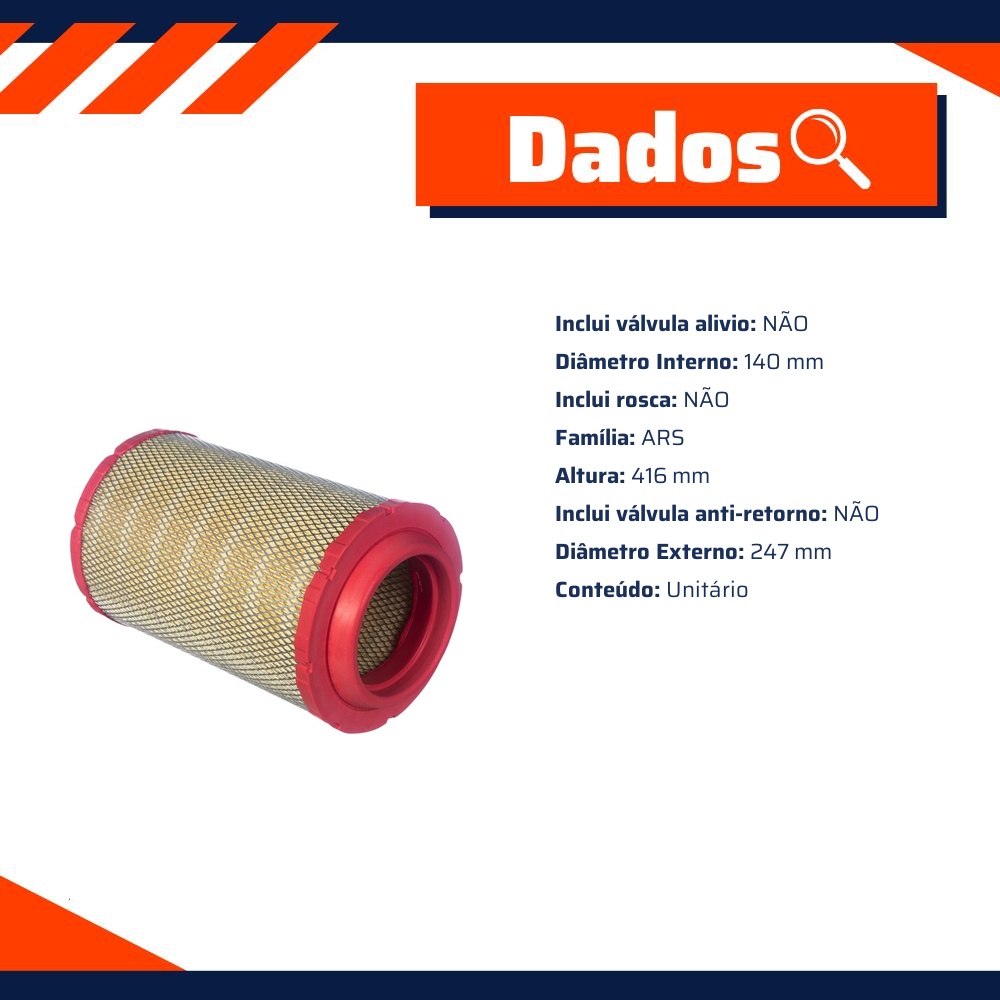 Filtro de Ar do Motor - Tecfil - ARS8850