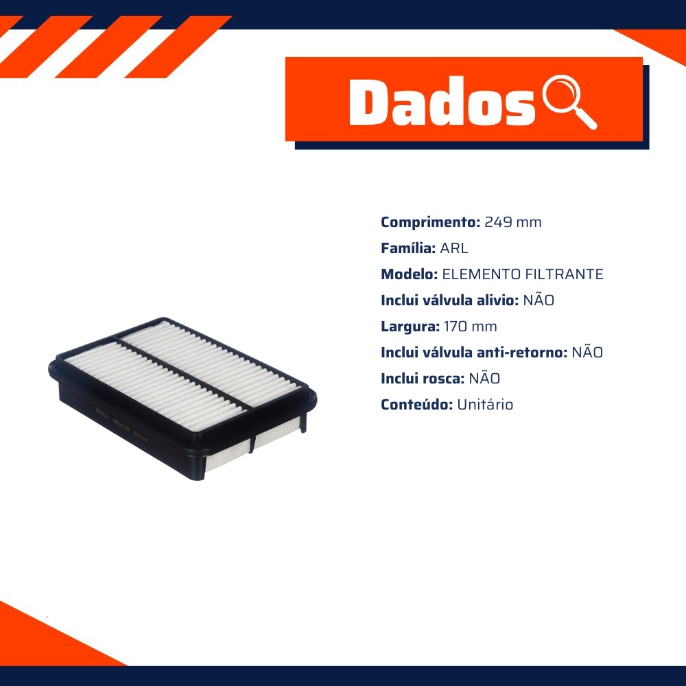 Filtro de Ar Mitsubishi Outlander e Toyota Previa - Tecfil - ARL4138