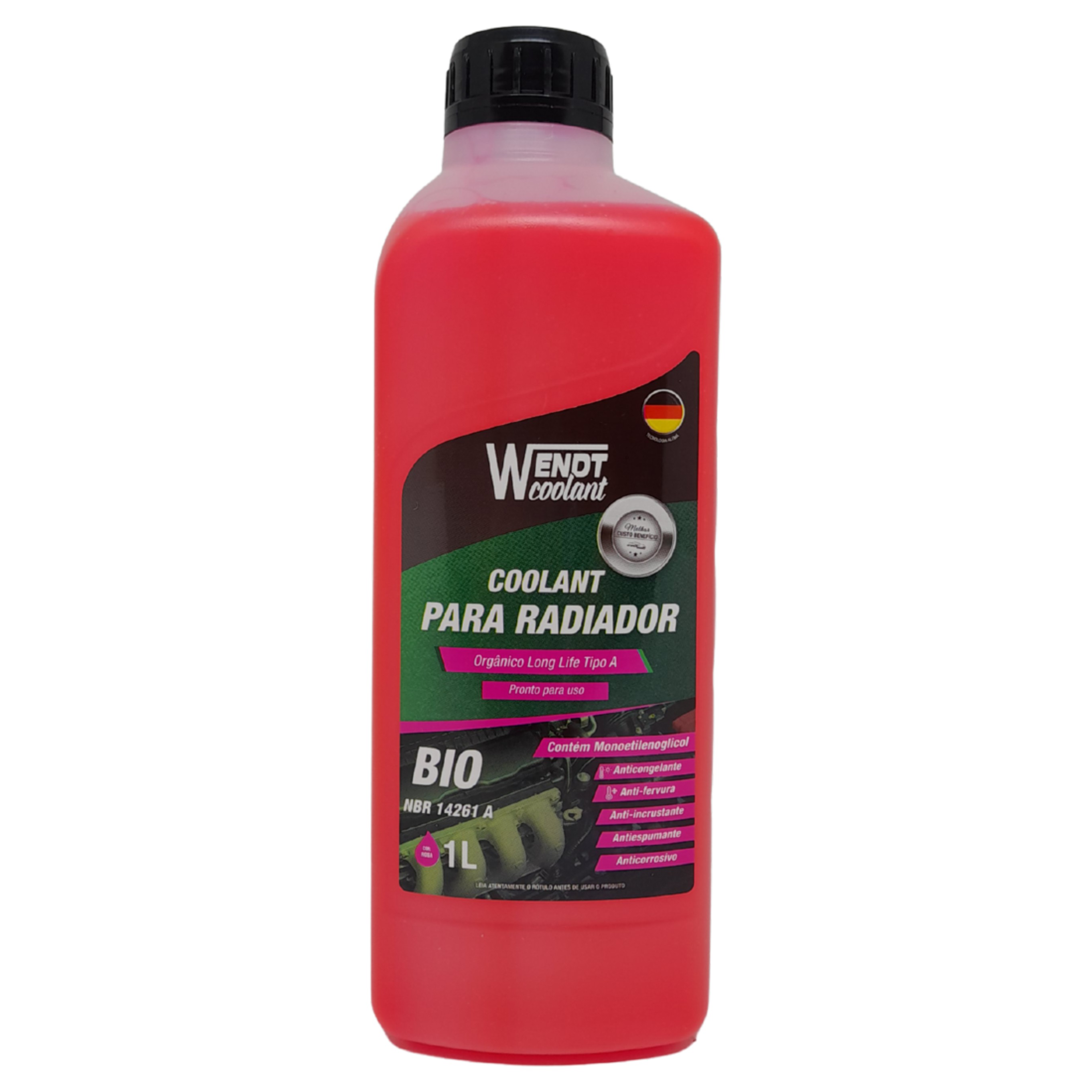 Aditivo para Radiador Coolant Bio Long Life 1L Pronto para Uso Orgânico Rosa - Wendt Parts - WNT0101