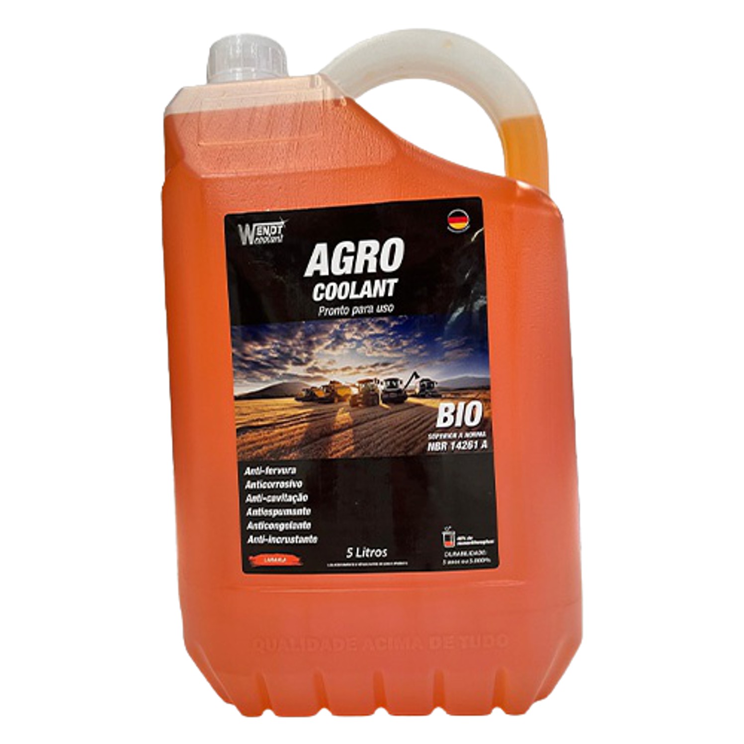 Aditivo para Radiador Coolant Agro Pronto para Uso 5L Laranja - Wendt Parts - WNT1030