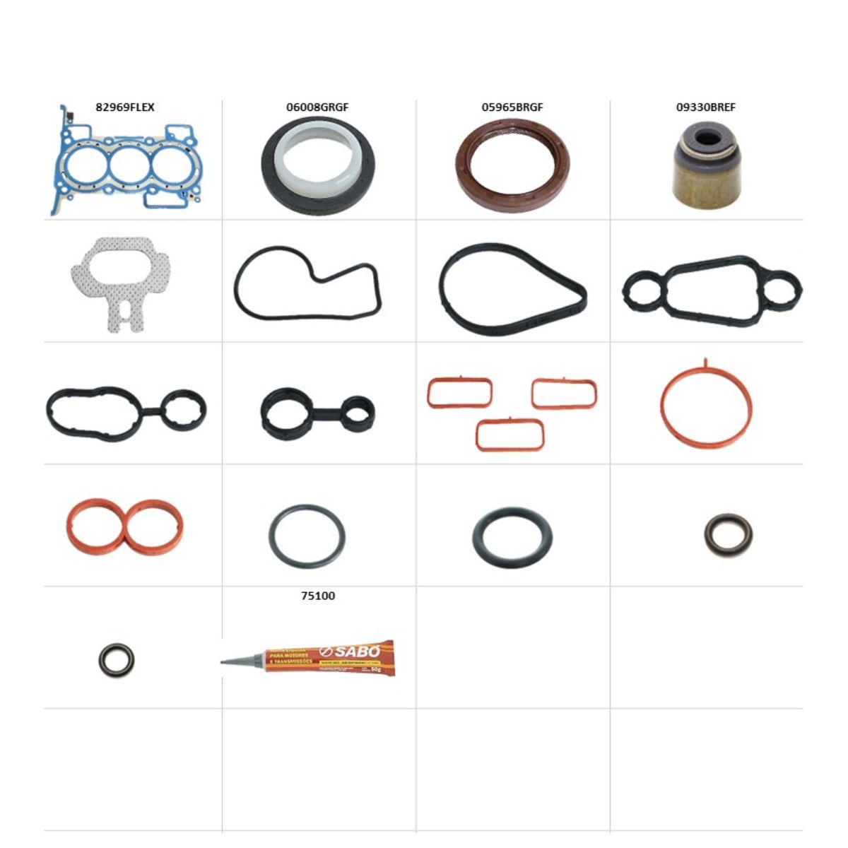 Jogo de Juntas do Motor Completo com Retentor - Metálica - Sabó - 80969FLEXR