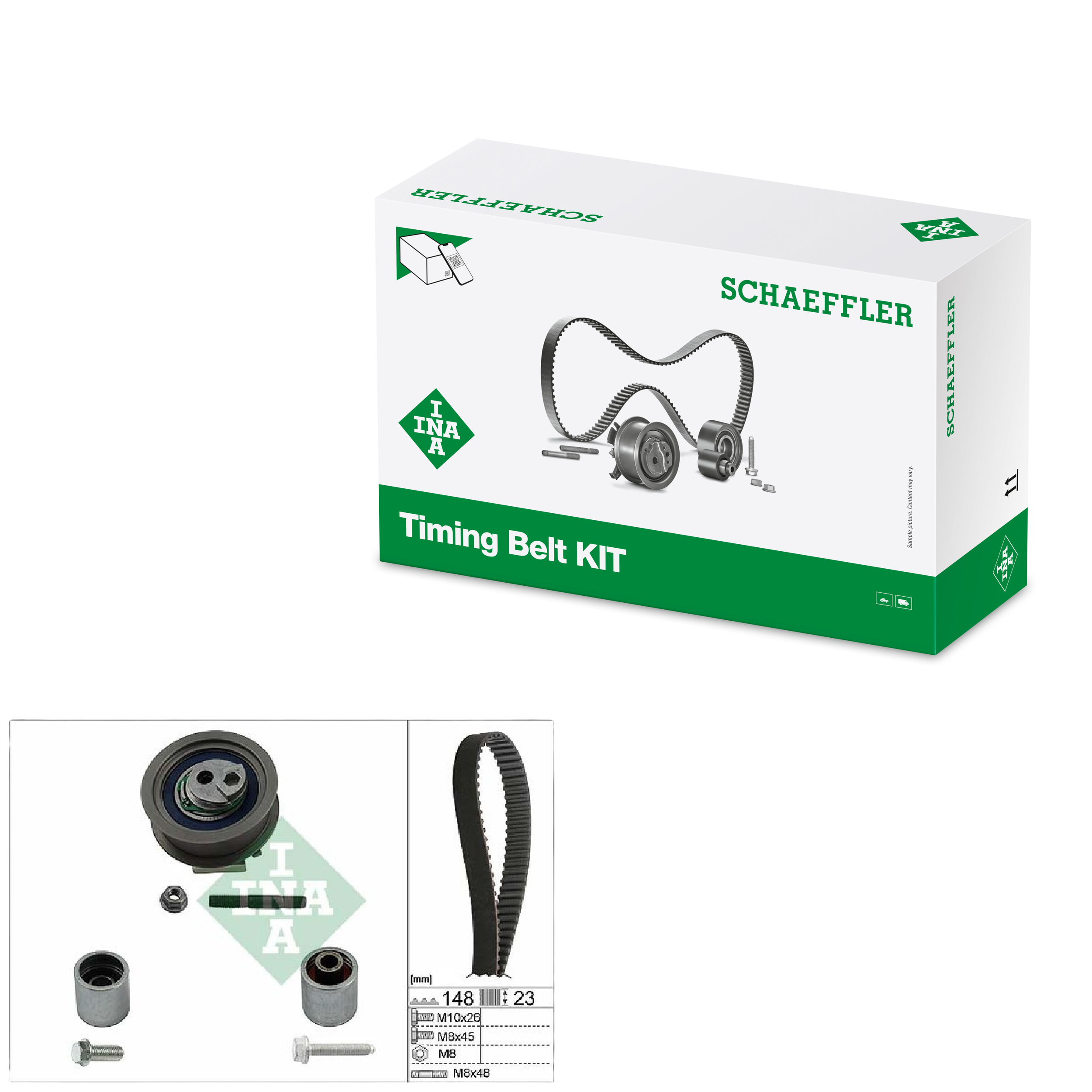 Kit Correia Dentada Sincronizadora com Tensor - INA - 530 0445 10
