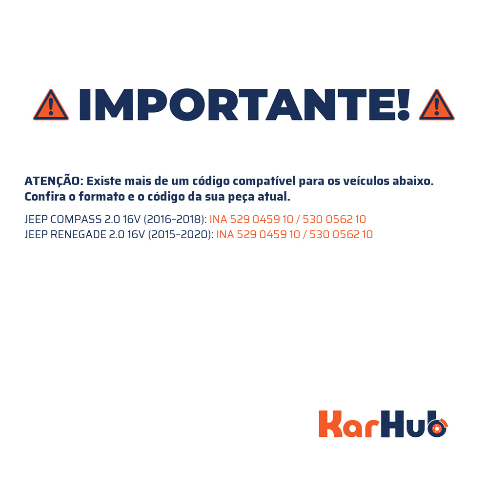 Kit Tensor e Correia para Jeep Compass e Renegade - INA - 529 0459 10