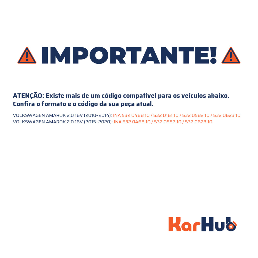 Polia da Correia Dentada para Volkswagen Amarok - INA - 532 0468 10