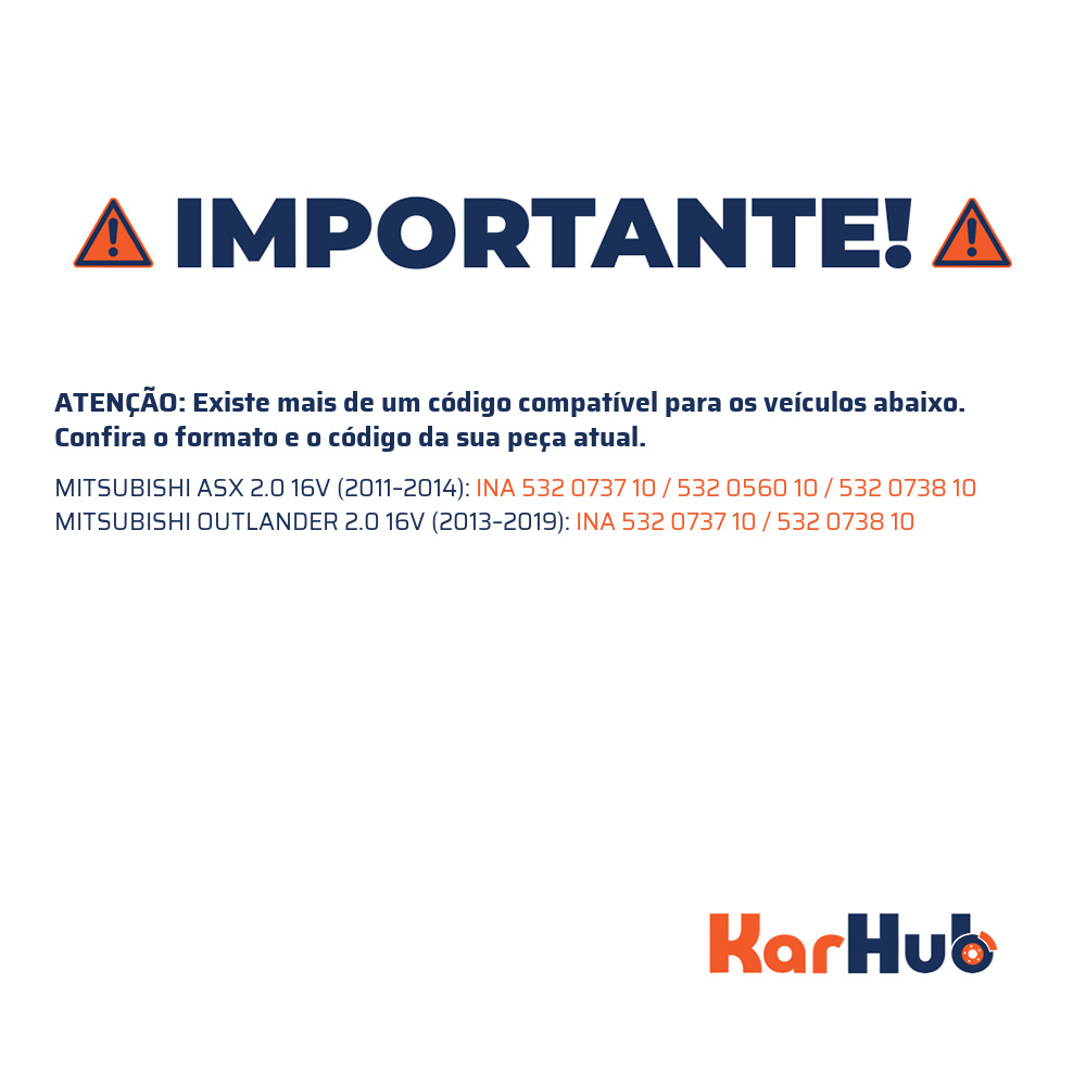 Polia da Correia Dentada para Mitsubishi ASX e Outlander - INA - 532 0737 10