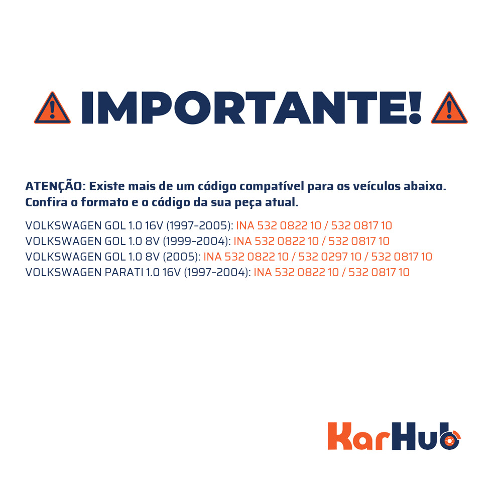 Polia Tensora para Volkswagen Gol e Parati - INA - 532 0822 10