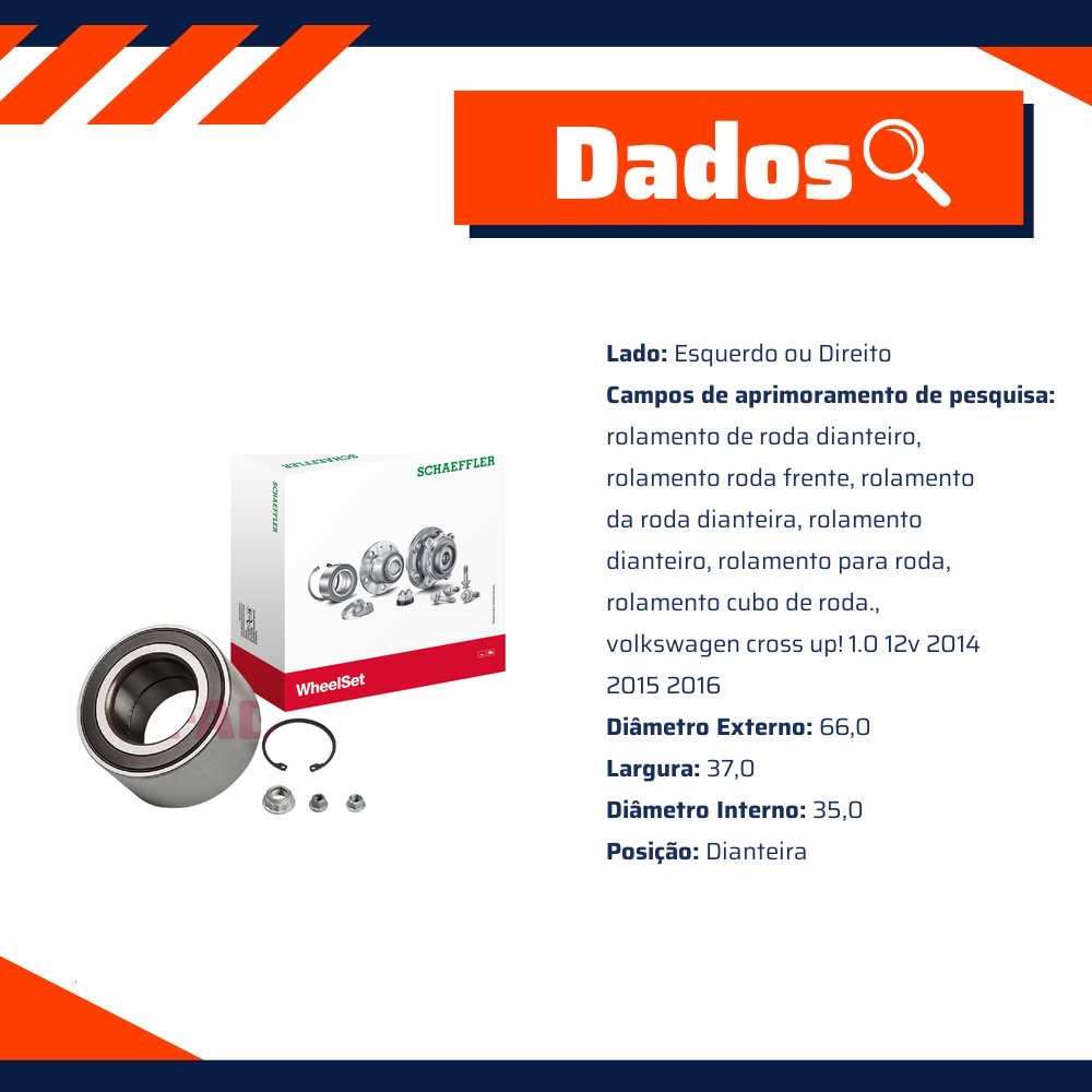 Rolamento de Roda Dianteiro para Volkswagen CROSS UP! - FAG - 713 6109 50