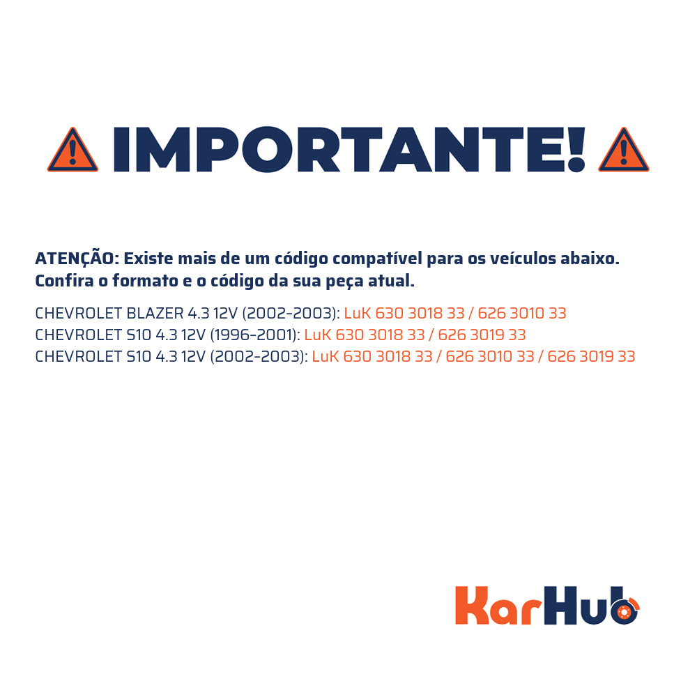 Kit de Embreagem com Disco, Platô e Atuador para Chevrolet Blazer e S10 - LuK - 630 3018 33