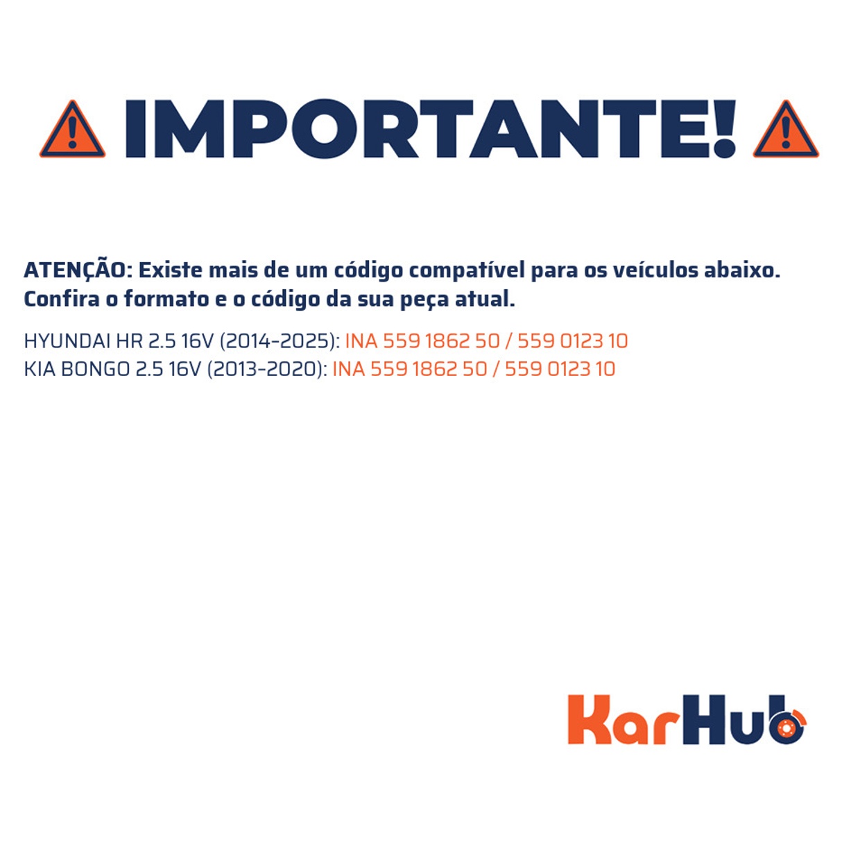 Kit de Corrente de Distribuição do Motor para Hyundai HR e KIA Bongo - INA - 559 1862 50