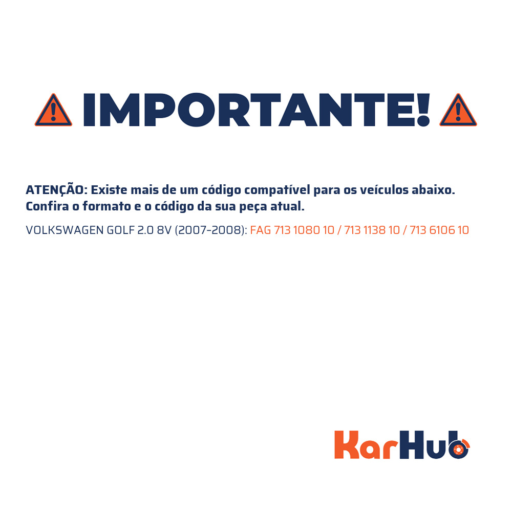 Cubo de Roda Traseiro com Rolamento para Volkswagen Golf e Jetta - FAG - 713 1080 10